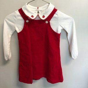 2 piece Funtasia Too/gymboree red corduroy apple jumper dress 3t